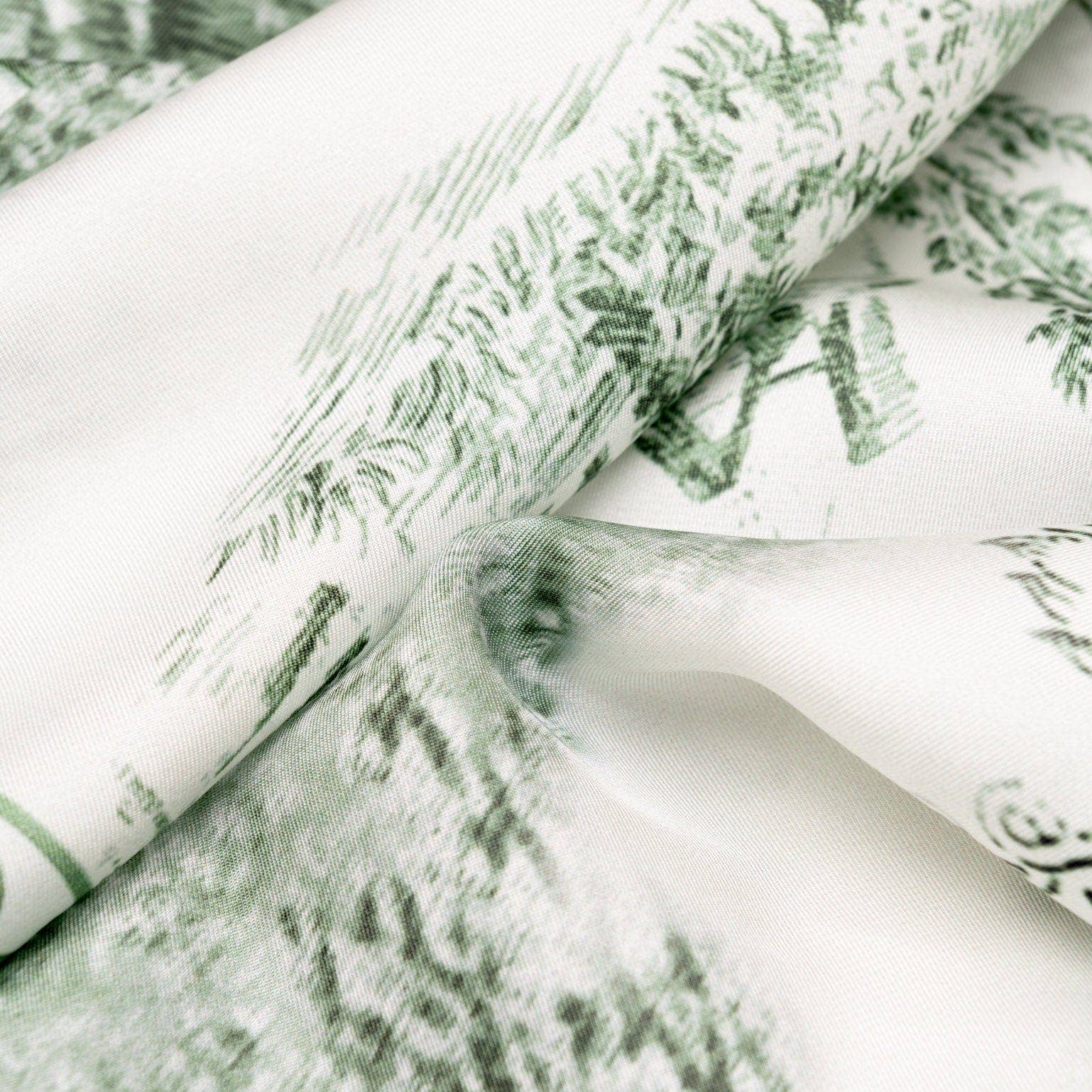 Toile - Long Green Silk Scarf
