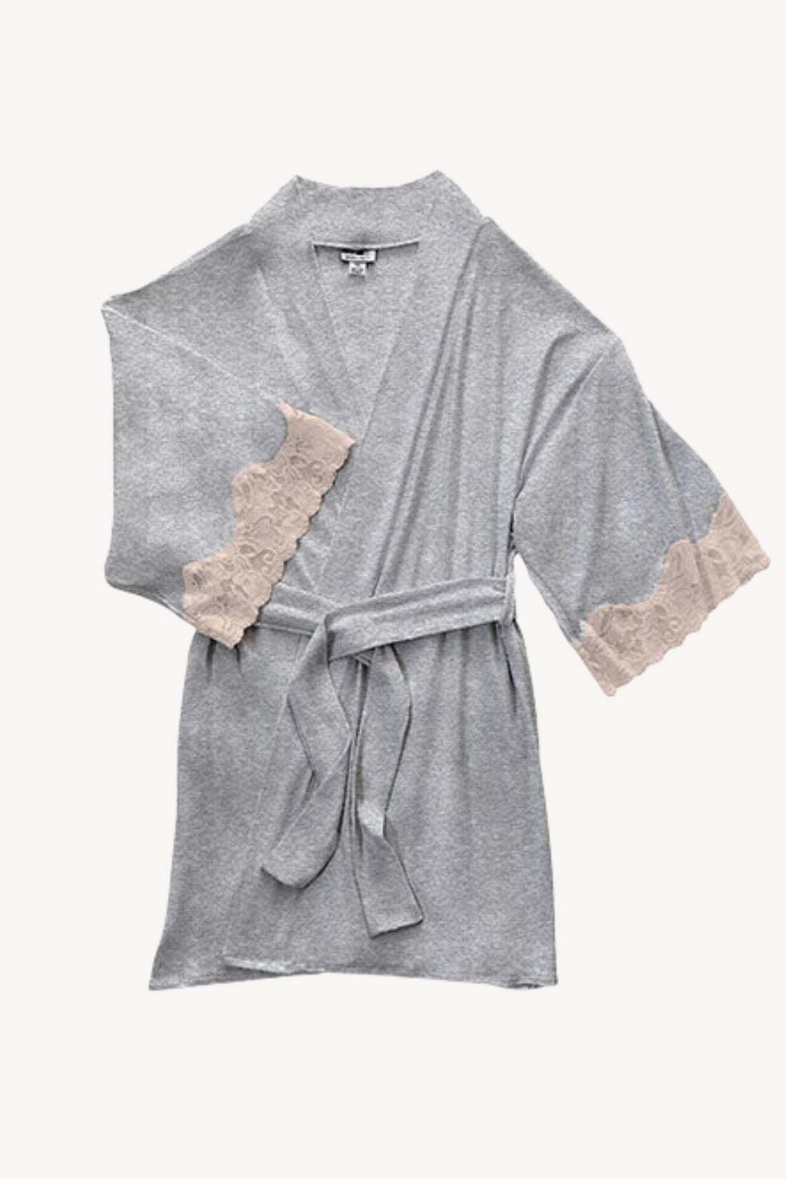 Calla Modal Kimono with Lace | Champagne / Heather Grey