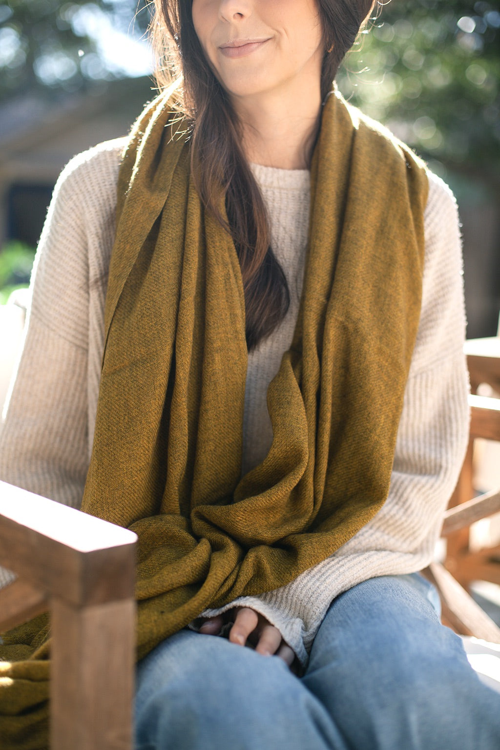 Olive Handloom Cashmere Scarf