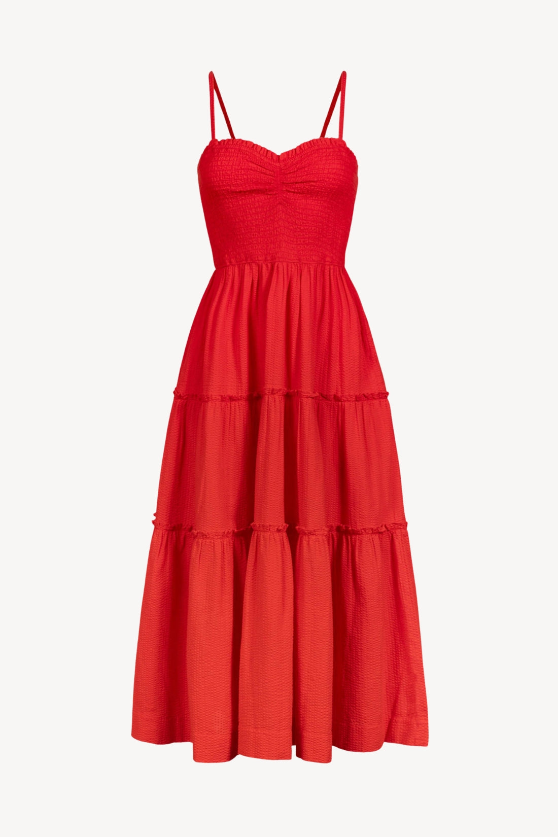 Cecilia Dress In Guava Red Seersucker