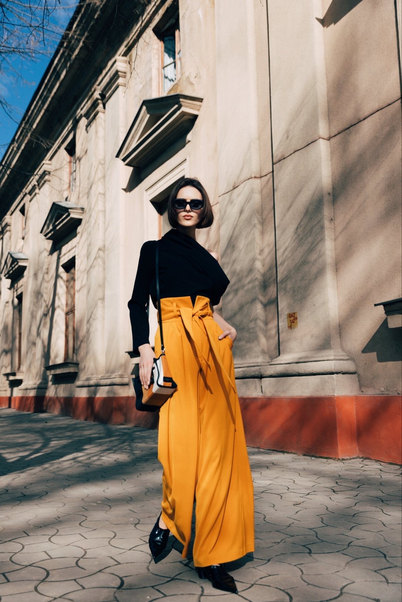 Cowl-Neck One Shoulder Blouse Black - Julia Allert