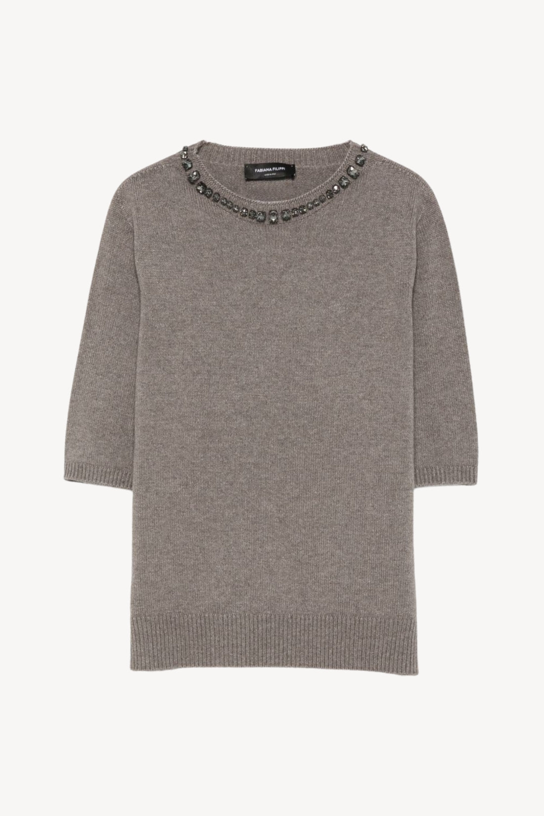 Crystal Embellished Short Sleeve Sweater