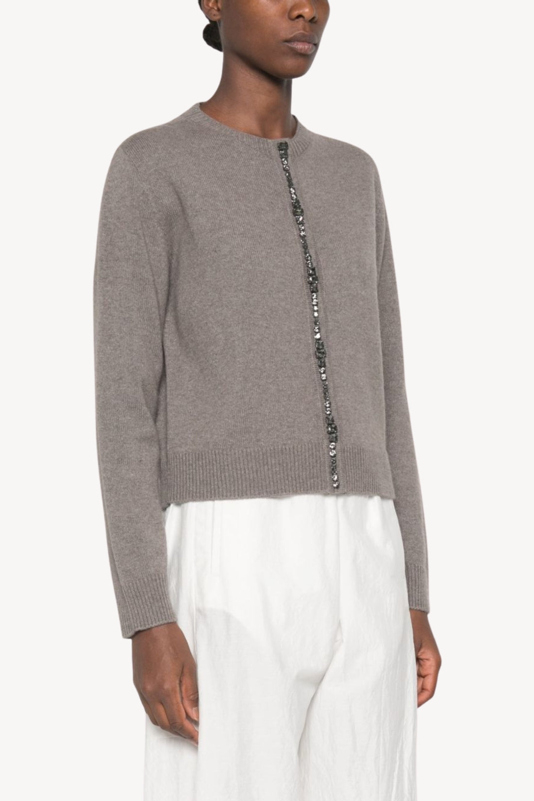 Embellished Wool Cashmere Silk Cardigan