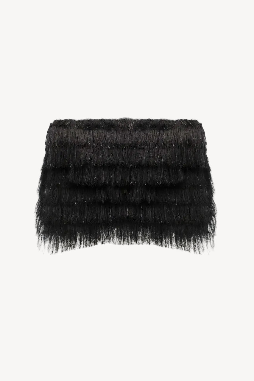 Black shaggy clutch bag 