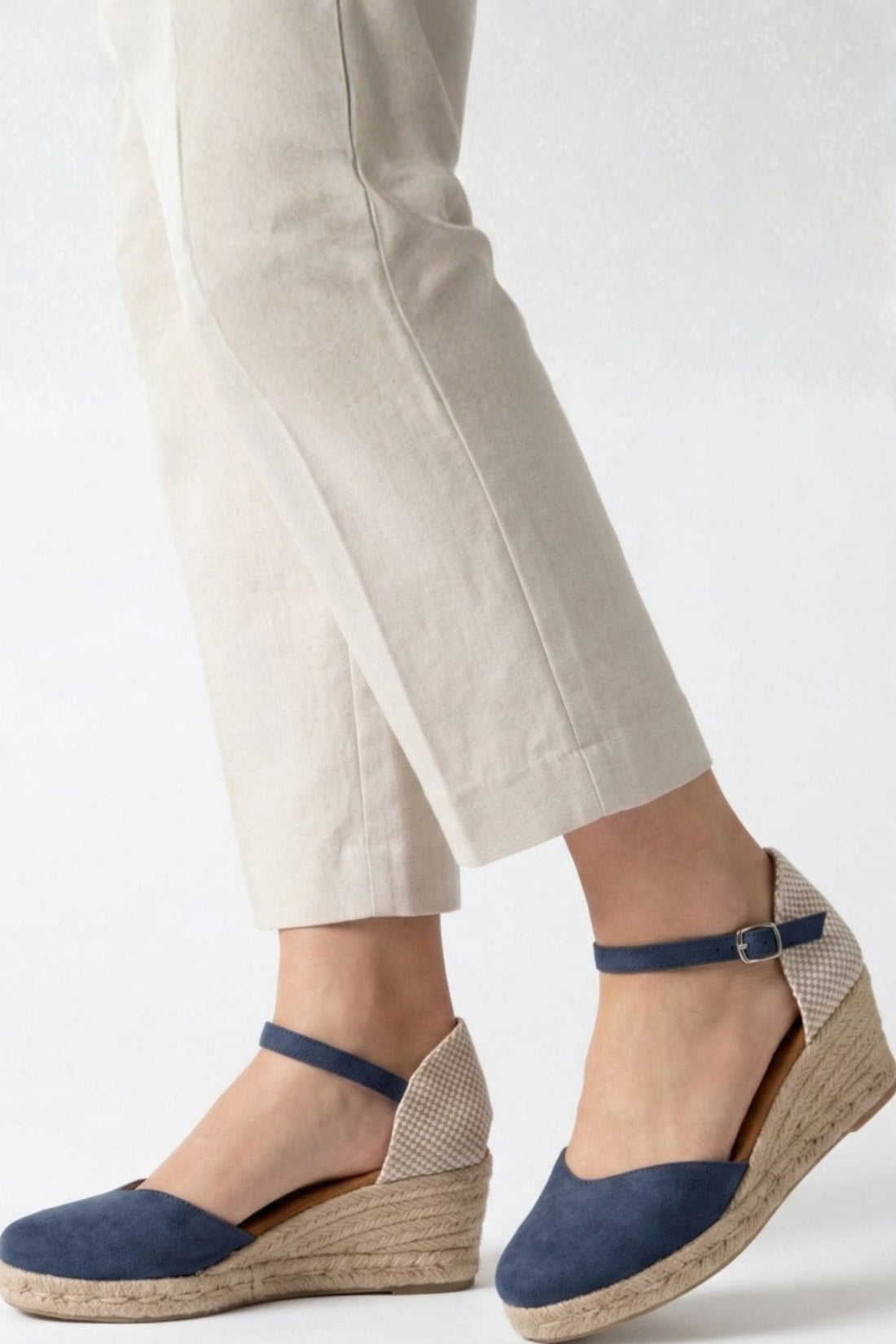 Jimena French Blue Wedge Sandals