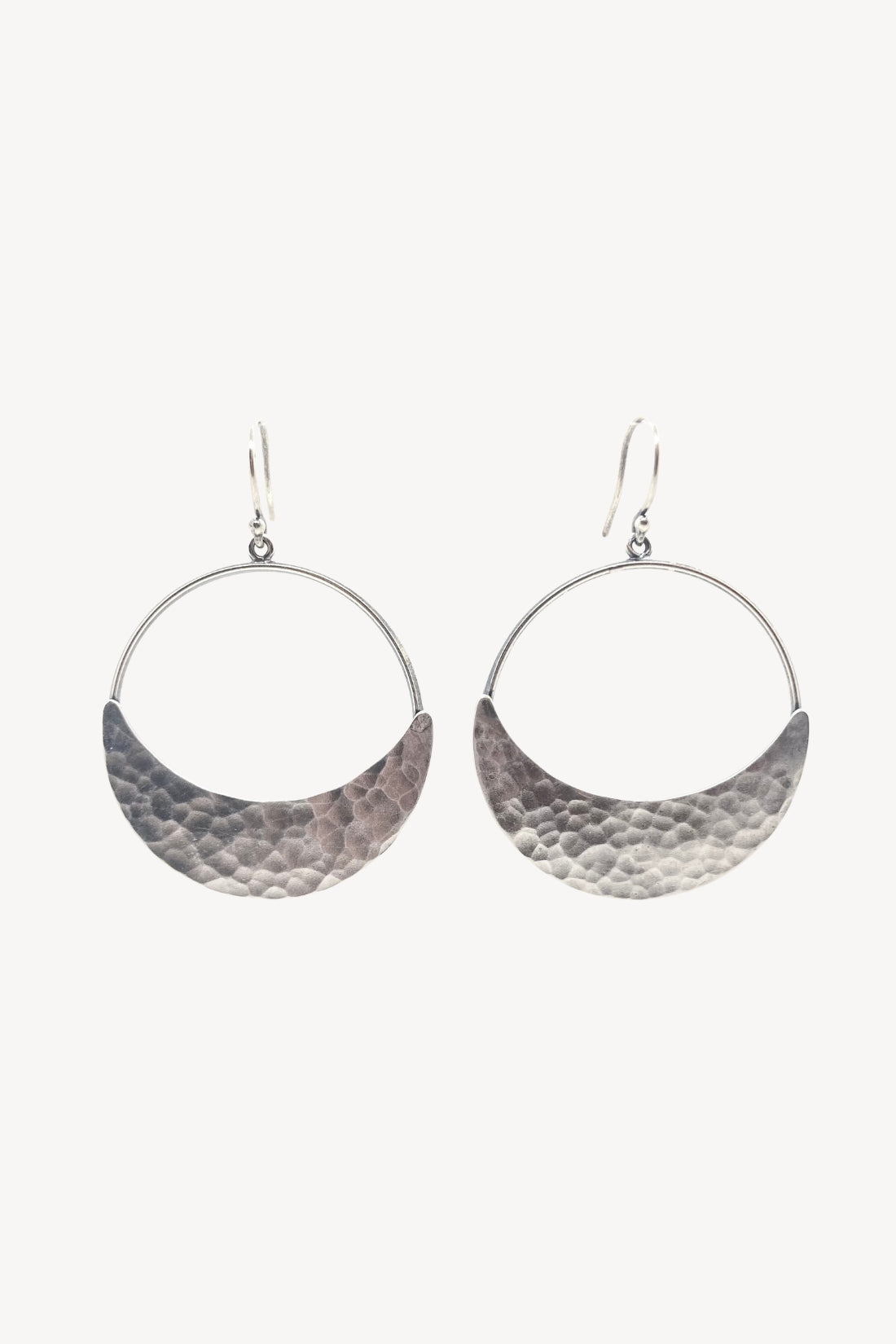 Crescent Moon Hoop Earrings in Sterling Silver | Moon Phase Earrings