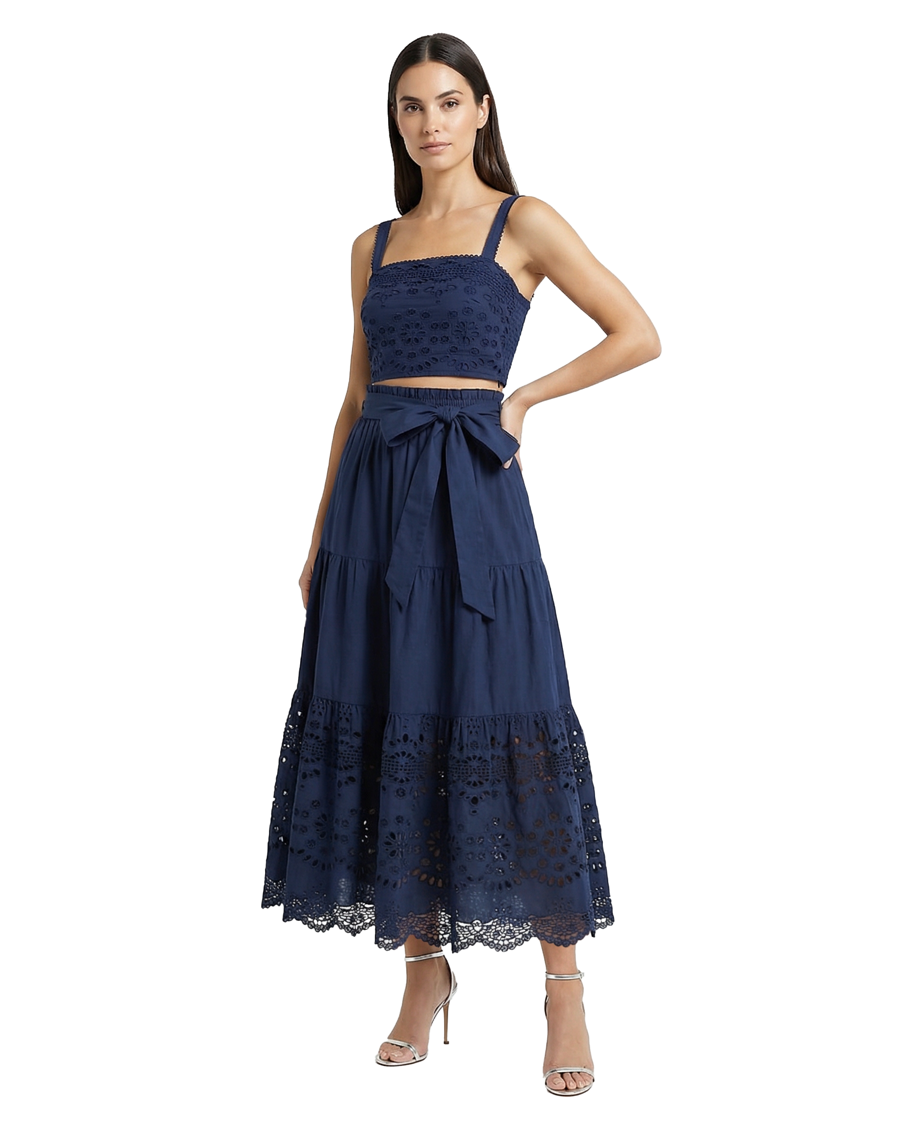 Jenni Skirt In Navy Calypso Eyelet