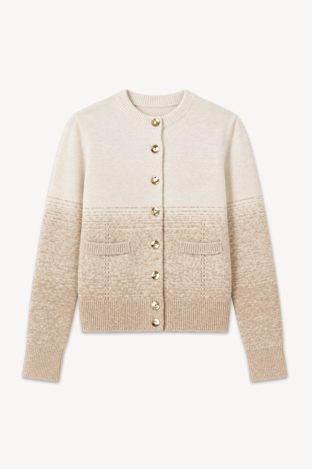 Una Ombré Cardigan with Gold Buttons | Sand Combo