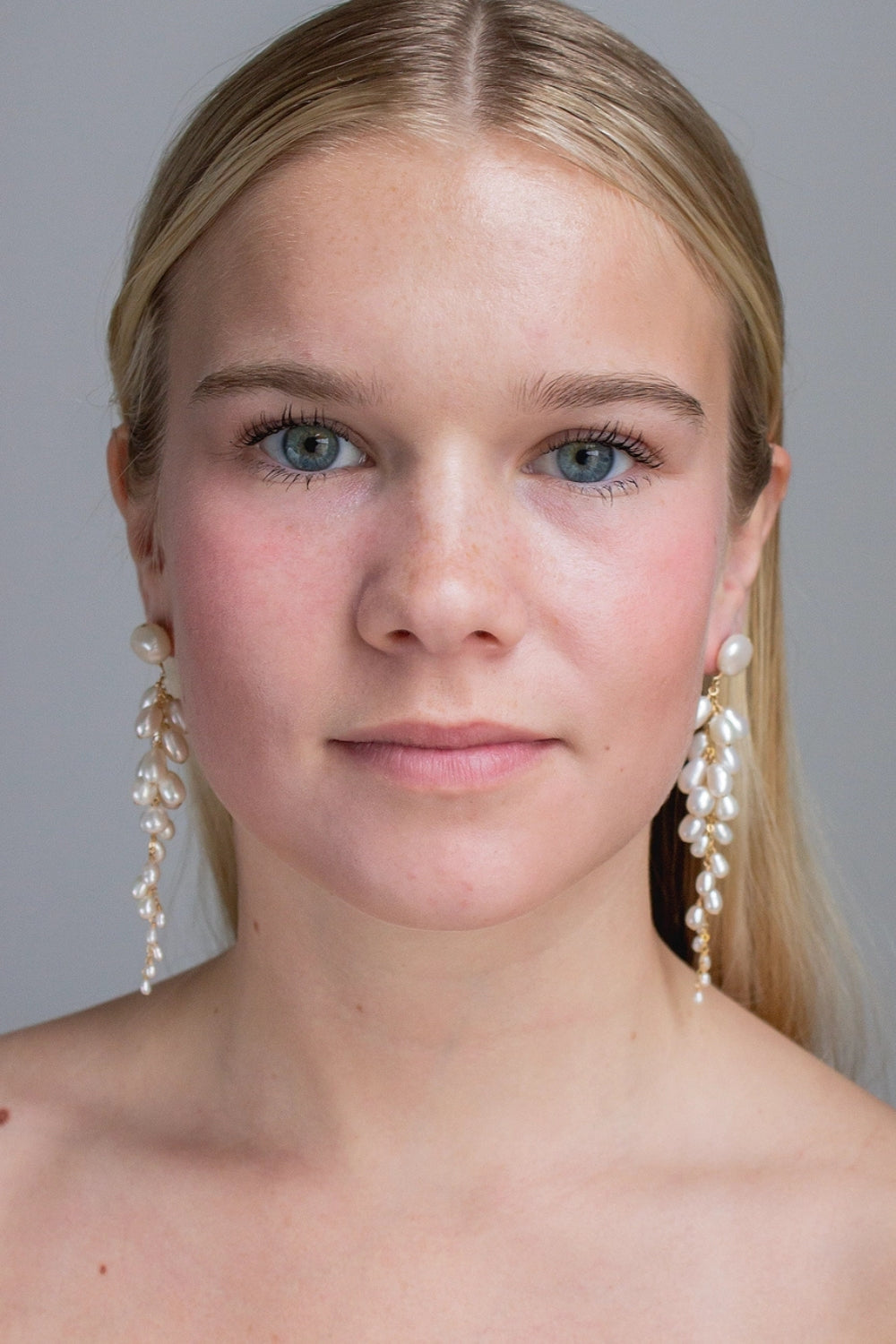Sereine Long Pearl Cluster Post Earrings