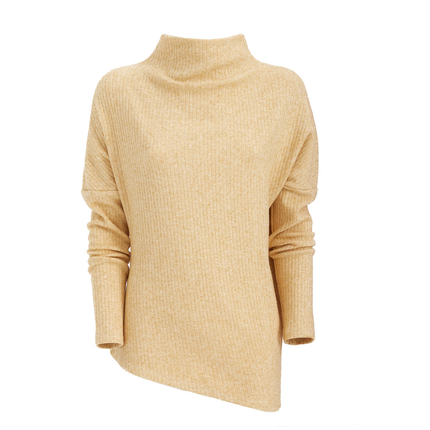 Rib Knit Suit Asymmetric Blouse & Basik Skirt Yellow & Orange - Julia Allert