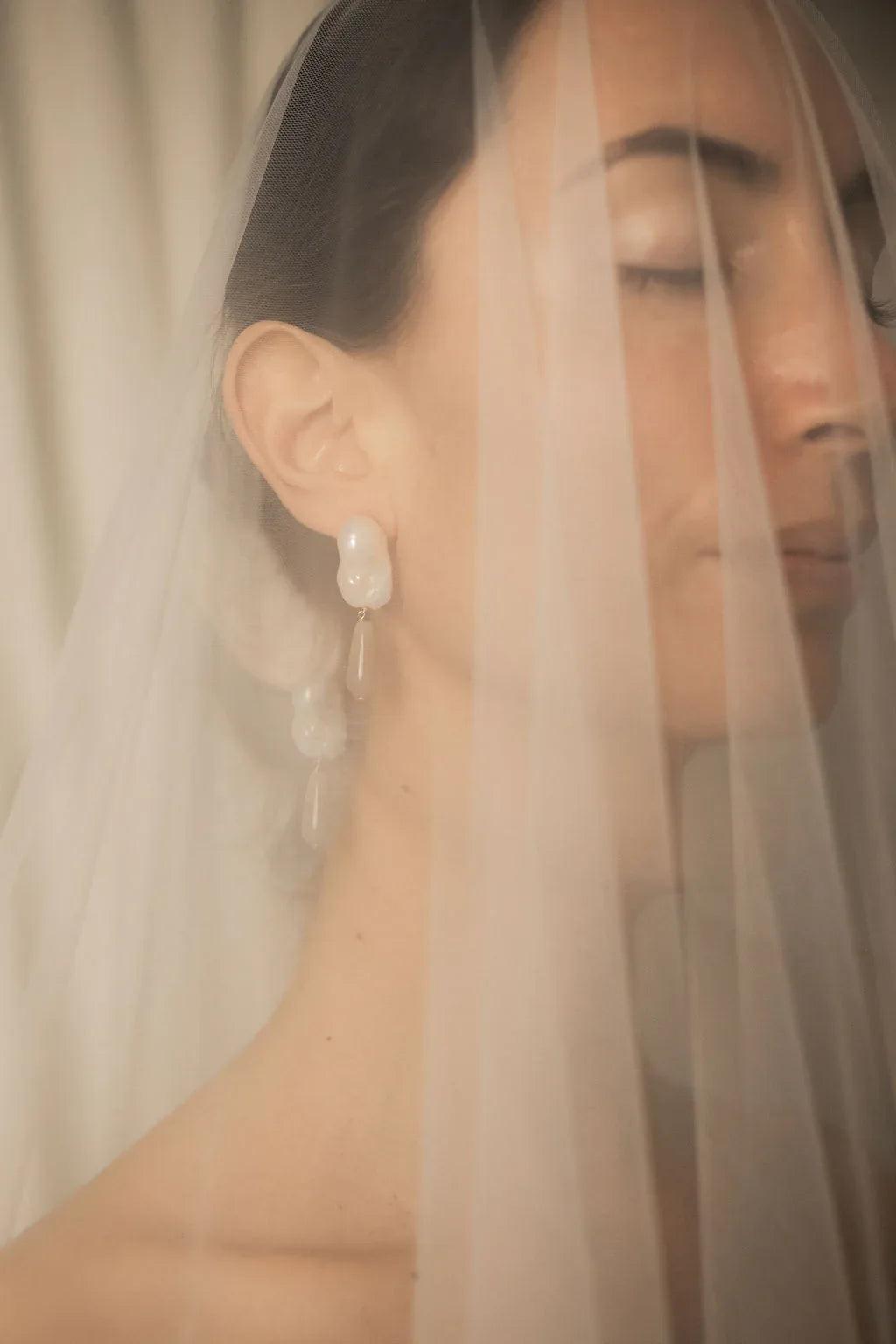 Straw Baroque Cultured Pearl Earrings