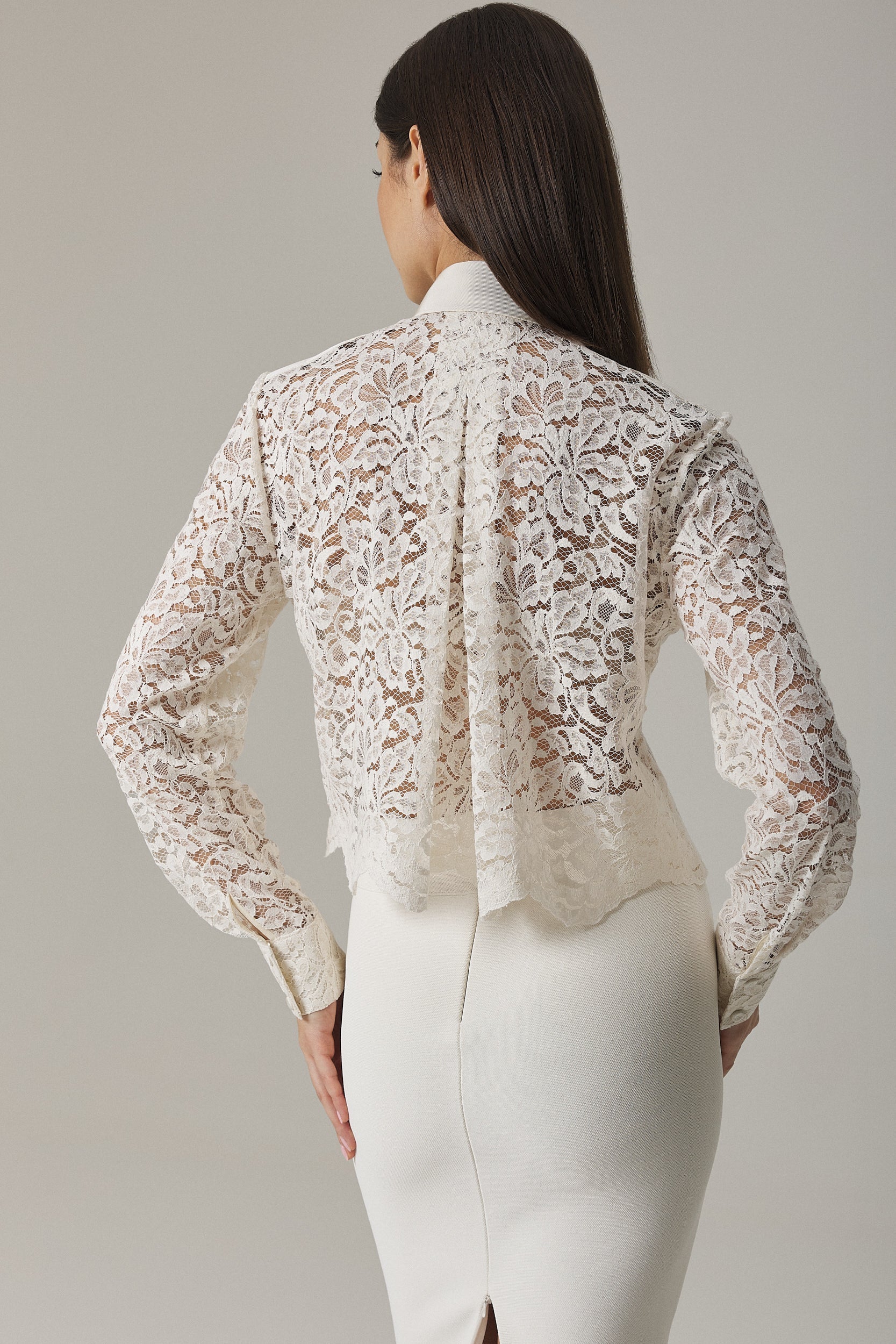 COLE CROPPED LACE SHIRT IN SUGAR