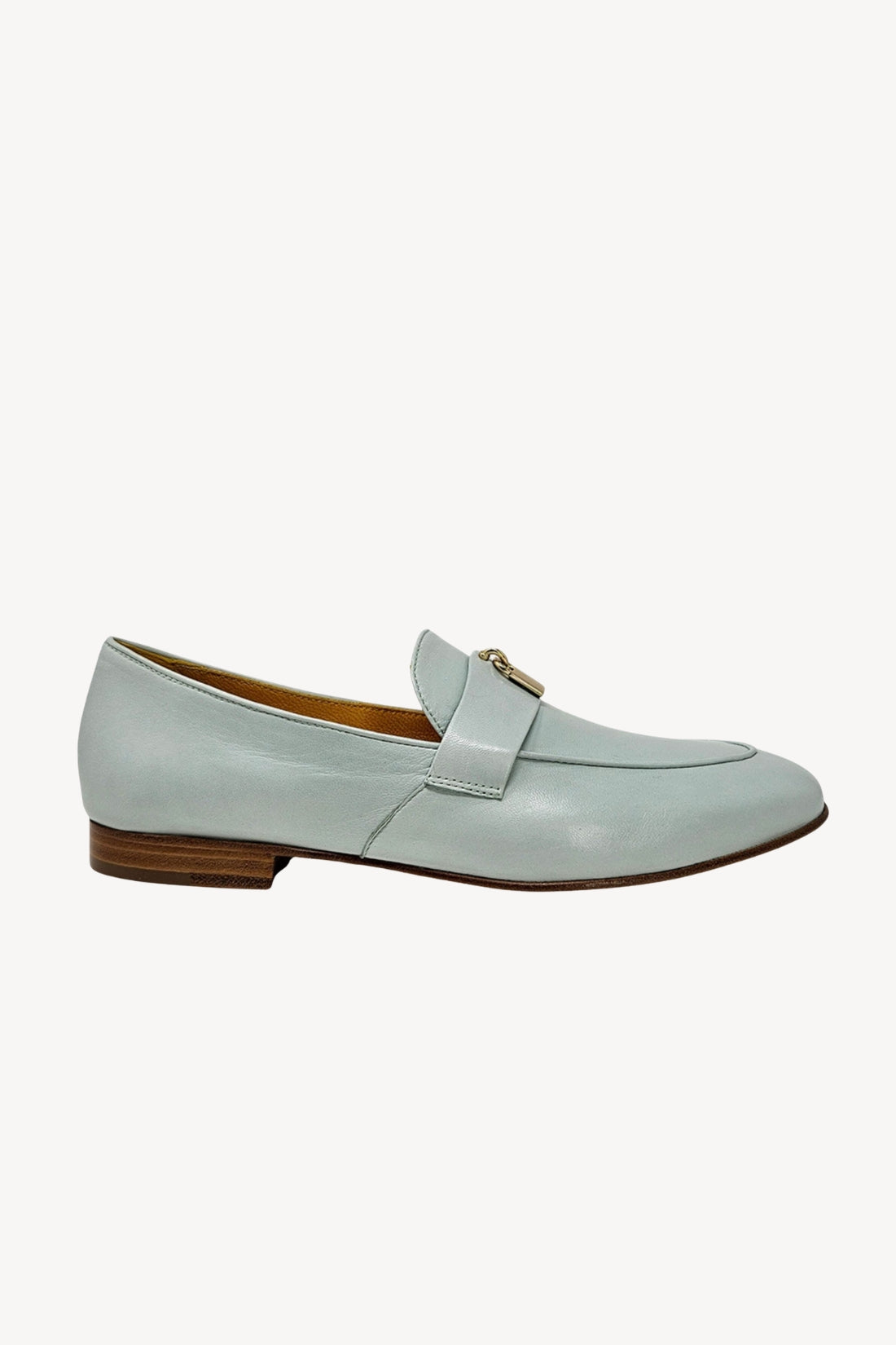 Seafoam Leather Lock Flat Loafer