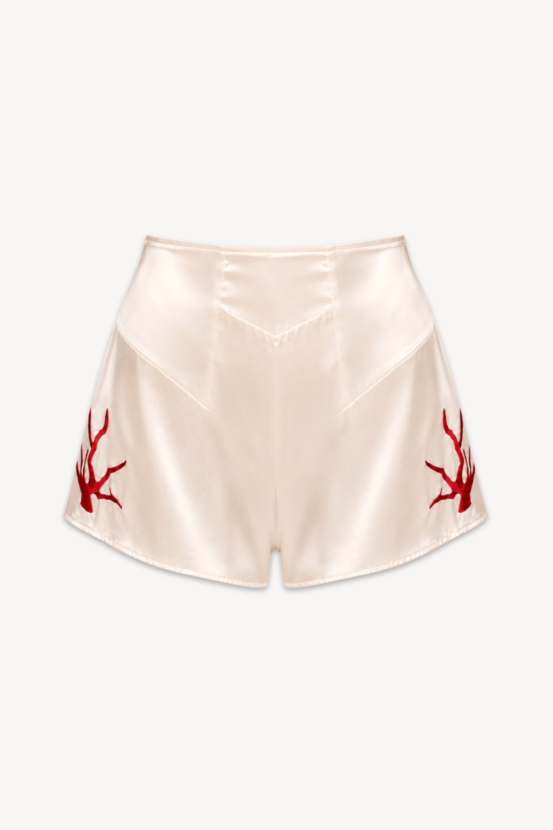 Amalia Silk and Coral Embroidery Shorts | Canistrelli