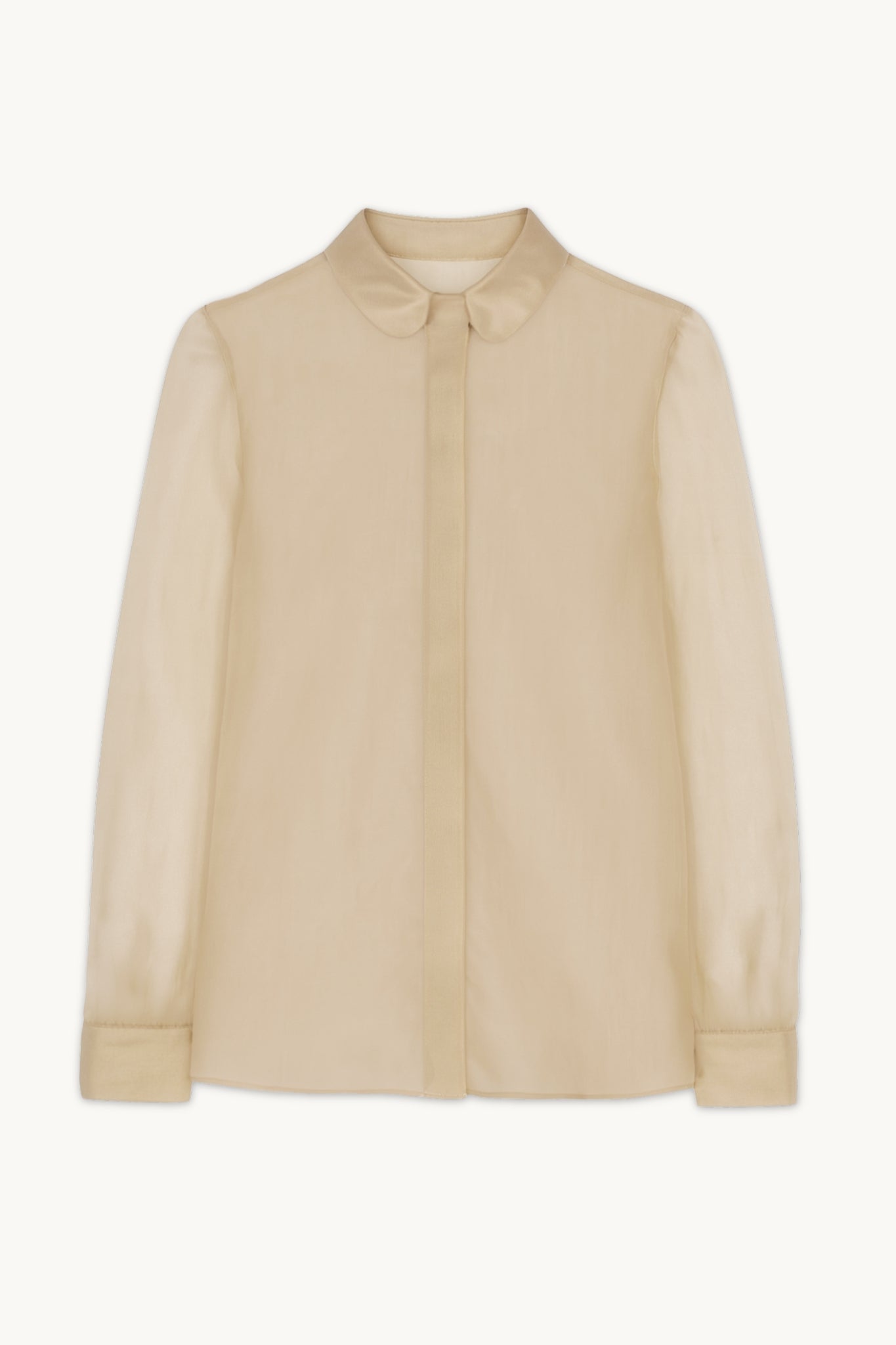 Teresa Penny Collar Shirt In Champagne Silk Organza