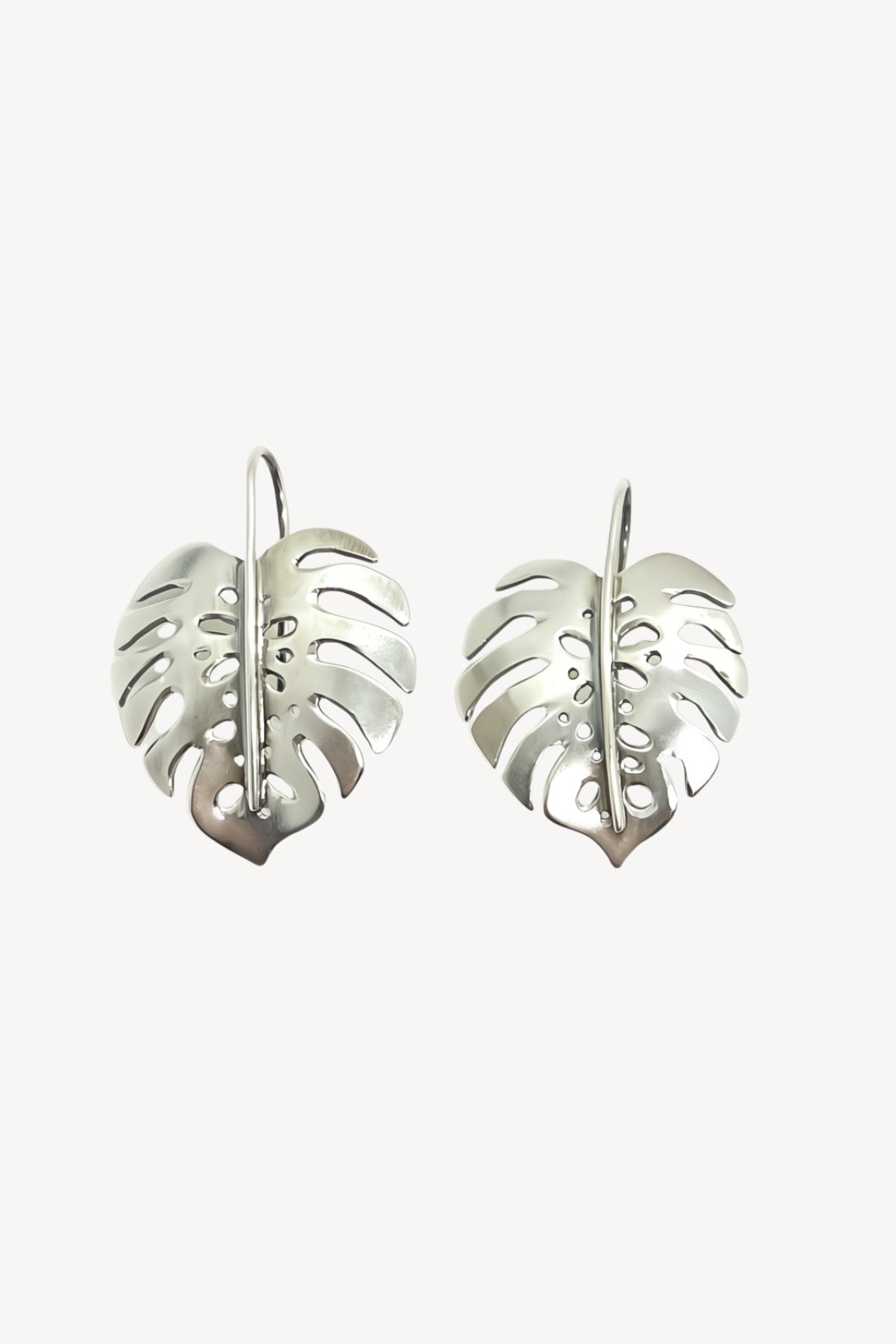 Monstera Earrings in Sterling Silver - Medium