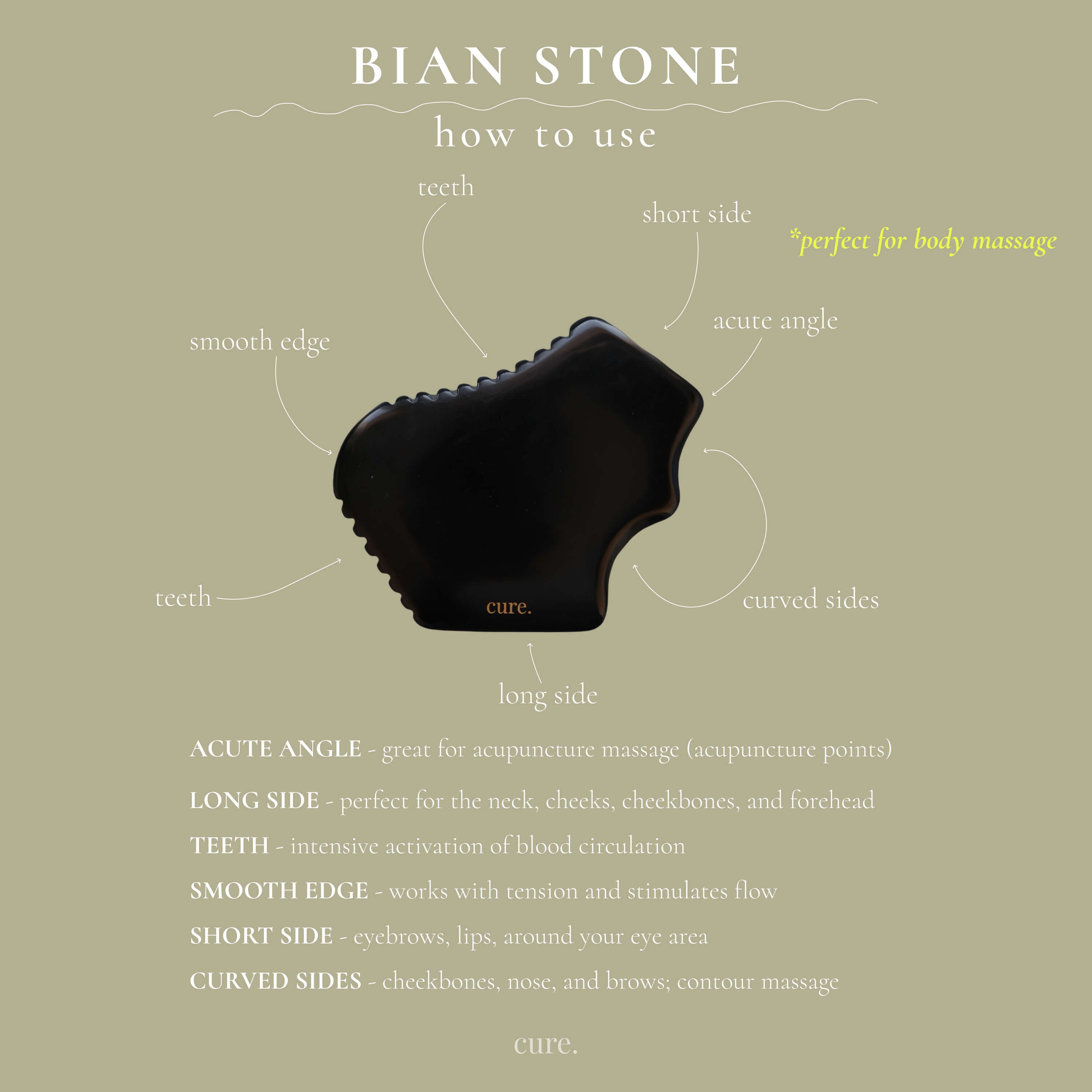 Natural Bian Stone Gua Sha for Body & Face Massage
