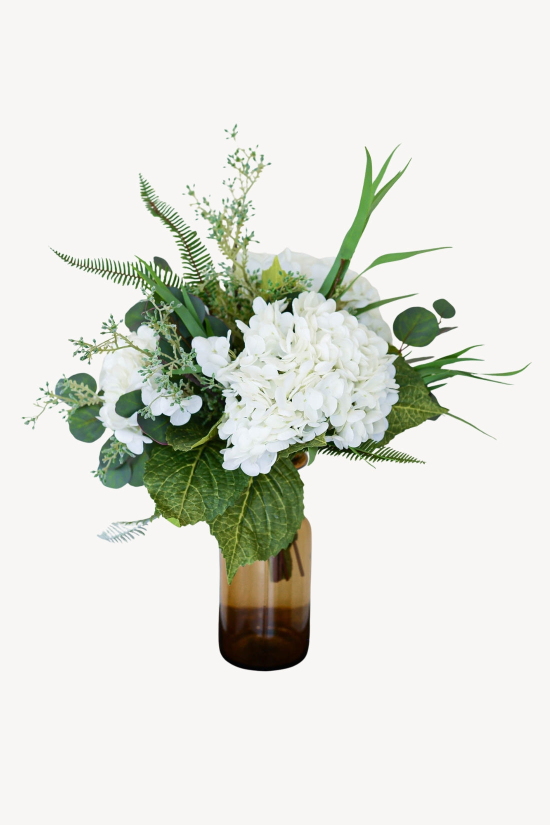 Real Touch Triple White Hydrangea Bouquet Drop In