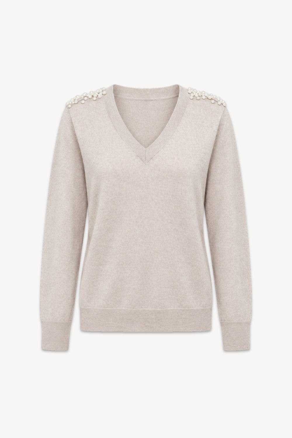 Julia V-Neck Pullover with Pearl Beading | Marcona